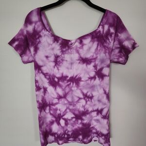 NWT Torrid Purple Tie-Dye Short Sleeve Top Size 2